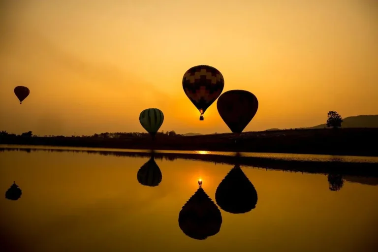 Hot Air Ballooning in a Beautiful Sunset